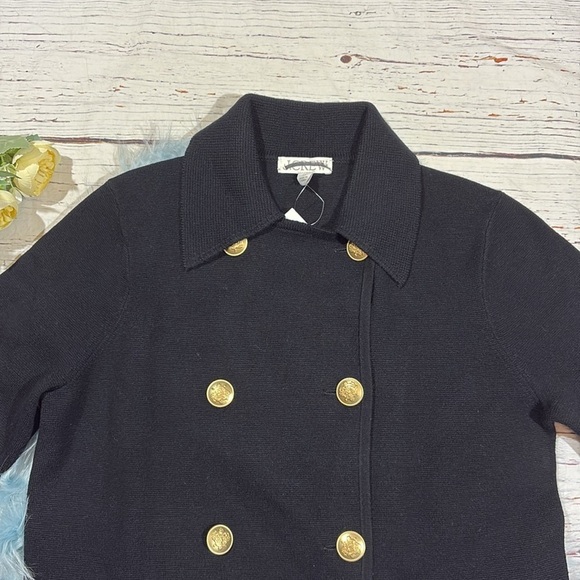 NWT J. Crew Black Warwick gold button double breasted sweater blazer - Picture 10 of 10